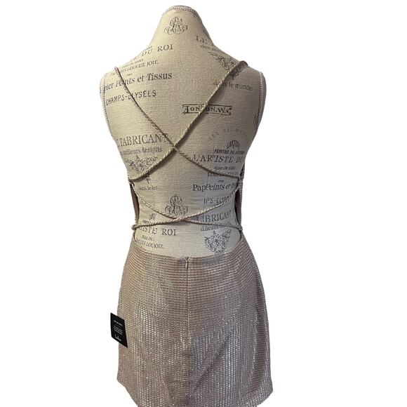 Lulus 'Earned Your Win' Metallic Lace Cocktail Dress Size L New - Picture 7 of 12